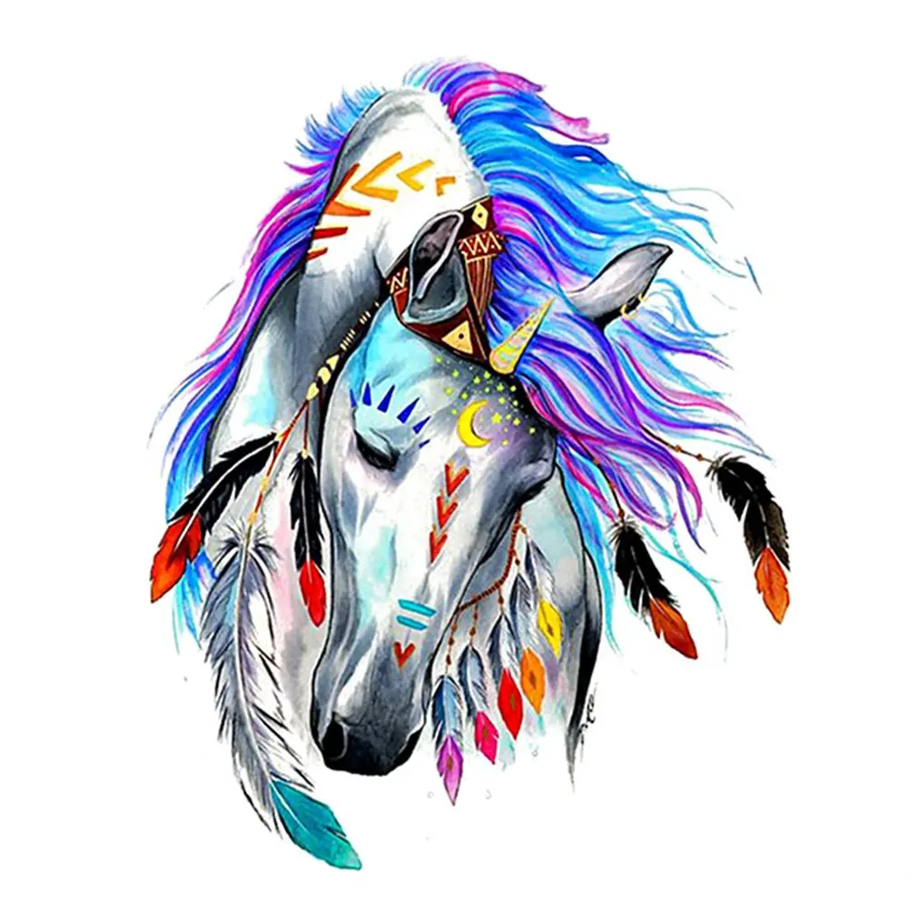 1pc DIY Colorful Horse Head Pattern T-shirt Press Heat Transfer Sticker Creative Washable Iron On Applique For Clothes | Игрушки и хобби