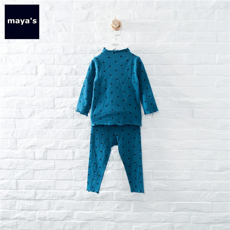 Mayas/модные хлопковые мягкие осенние пижамы для девочек полосатая Детская
