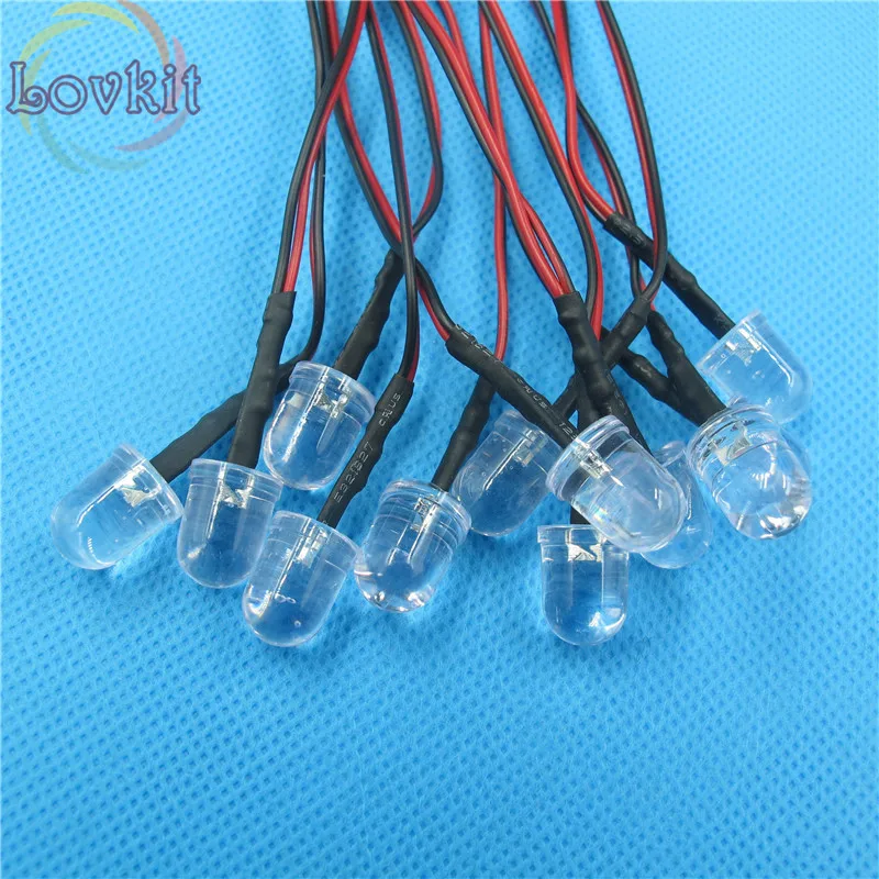 20 X 10MM Pre-Wired Resistor 12v Round Top White Leds Emitting Diode 12V DC 20cm Led Lamp Light For car DIY Retail and Wholesale | Освещение