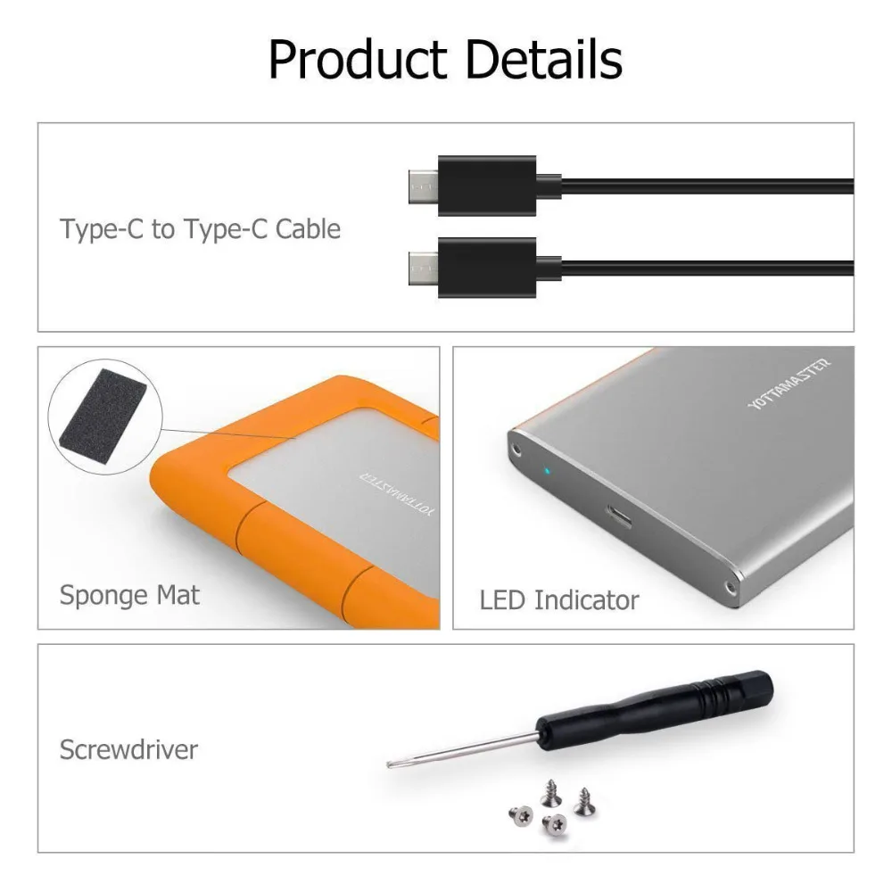 YOTTAMASTER Sata3.0 к USB3.1 алюминиевый корпус для внешнего жесткого диска для ноутбука настольный жесткий диск коробка(V1-C3