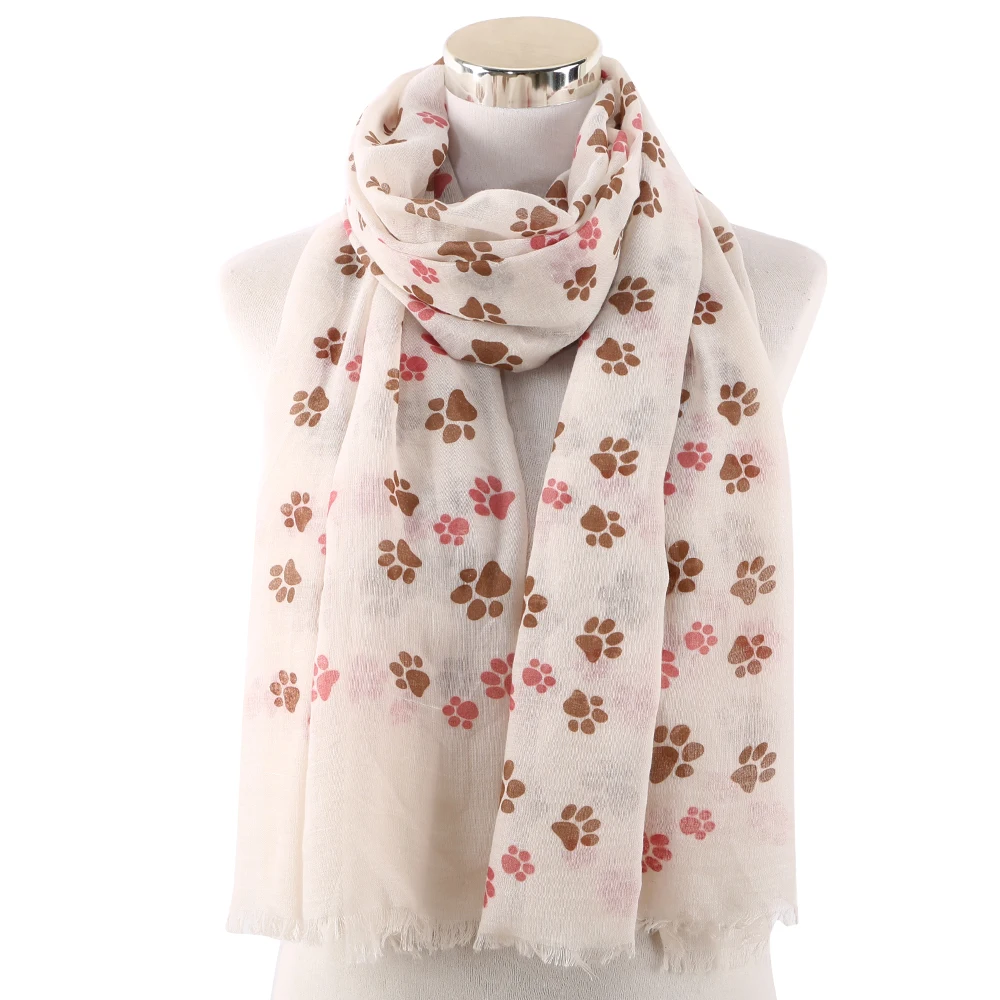 FOXMOTHER новый шарф с принтом собак кошек лап бахромой шарфы для любителей домашних