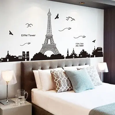 DIY Family Removable Paris City Eiffel Tower Art Decal Mural Bedroom Wall Sticker Vinyl Room Decor Stickers | Дом и сад