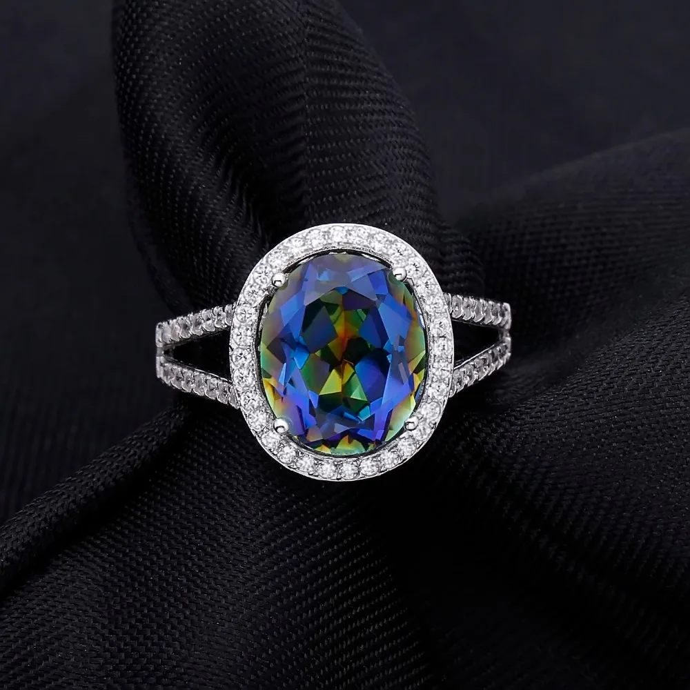 Серьги и кольцо женские из серебра 925 пробы с овальным синим кварцем