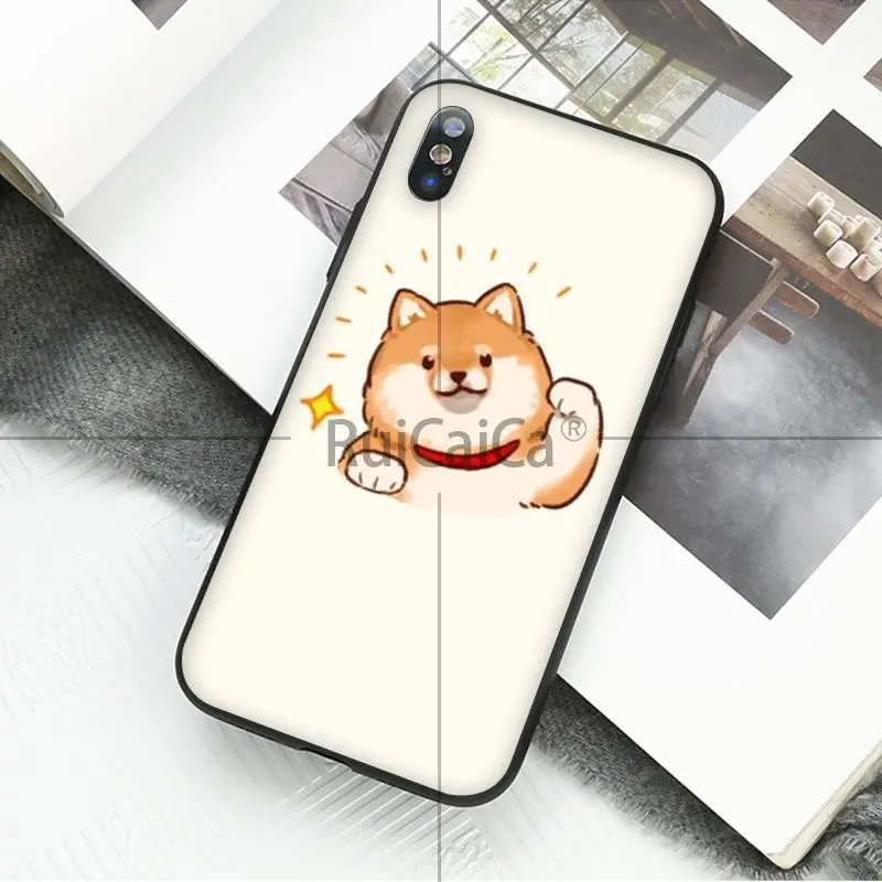 Ruicaica каваи молан мультфильм аниме собака кошка черный ТПУ чехол для телефона iPhone 8 7 6 6S Plus 5 5S SE XR X XS MAX Coque Shell
