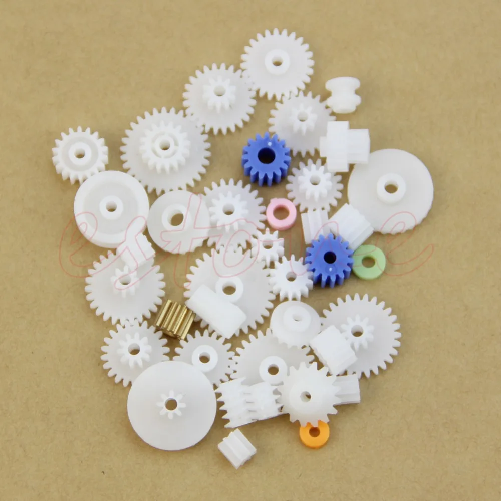 

New 60pcs Type Plastic Shaft Single Double Reduction Crown Worm Gears DIY Robot