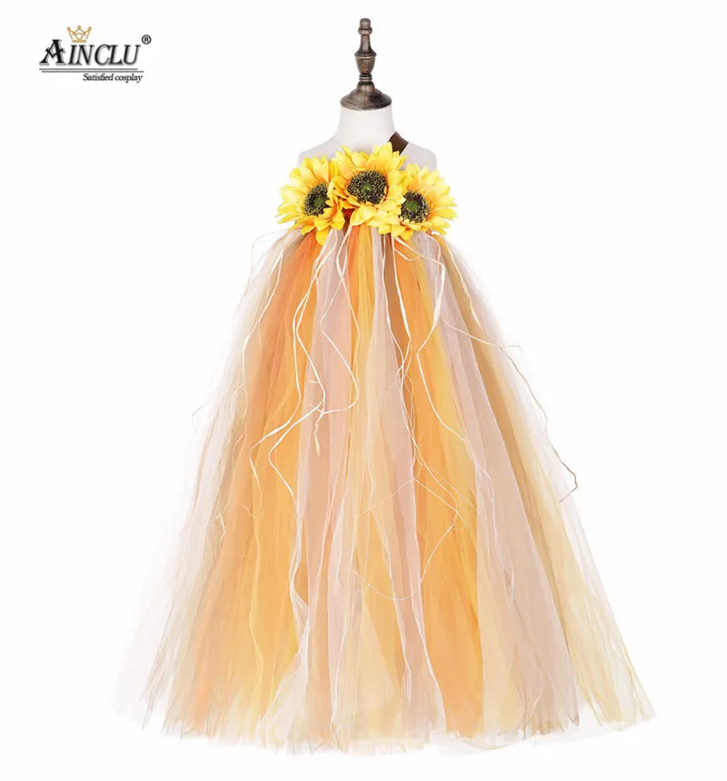 Детское фатиновое платье-пачка с подсолнухами для Хэллоуина тыквы вечеринки |