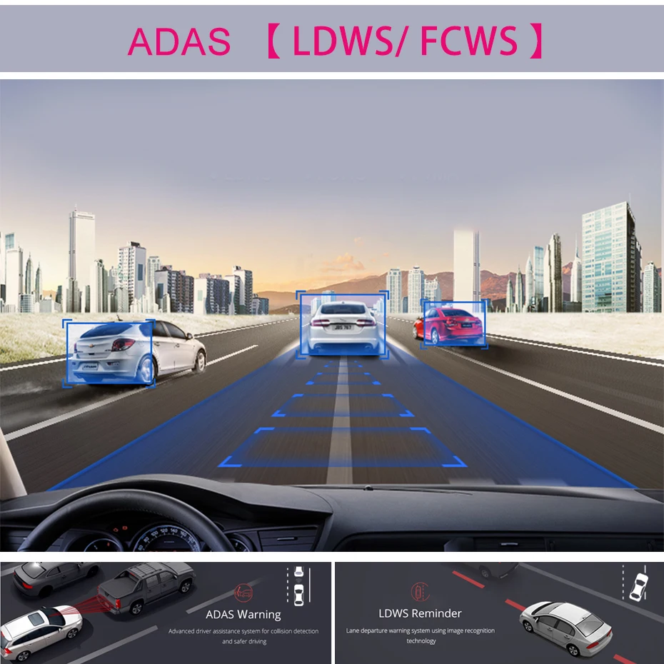 Bluavido 4 дюйма Автомобильный видеорегистратор ADAS Full HD 1080 P WDR с функцией ночного