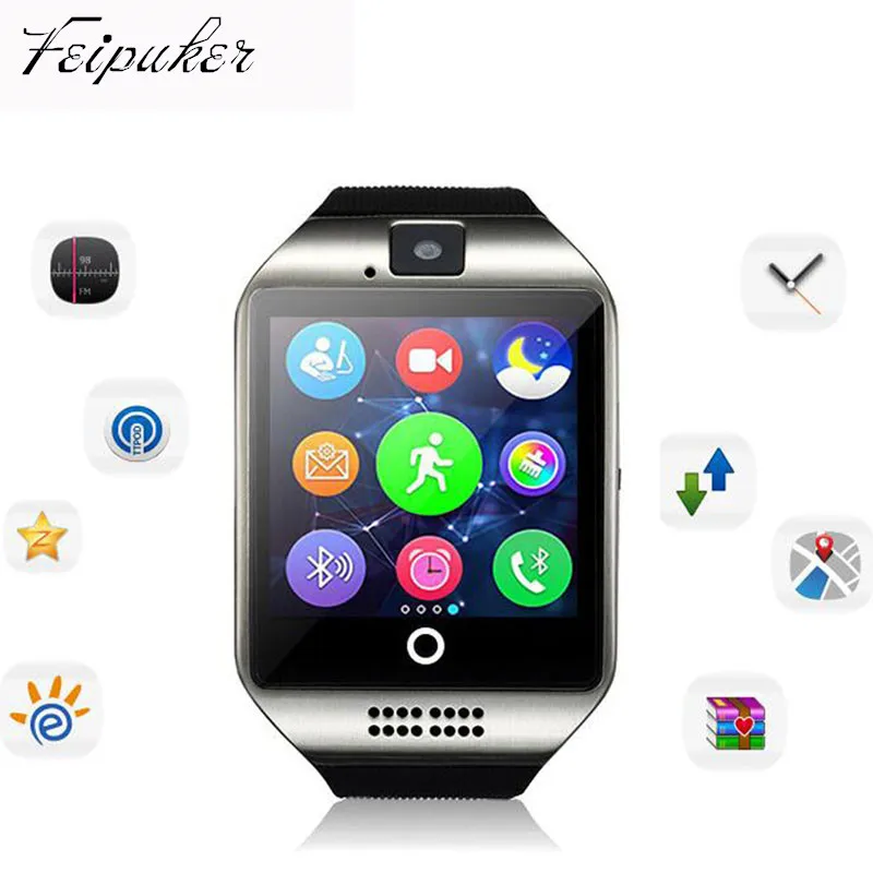 Бесплатная доставка Feipuker Q18 Шагомер Smart watch с Сенсорным Экраном камеры TF карты