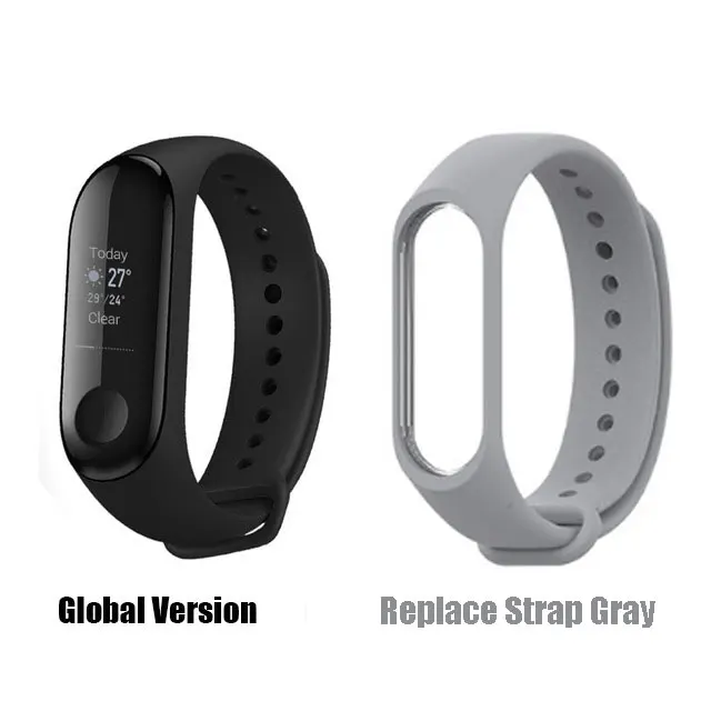 GB..Grey..Strap Xiaomi mi Band 3 mi band 3 умный Браслет многоязычный 50 м водонепроницаемый браслет пульсометр фитнес распродажа - Цвет: GB..Grey..Strap
