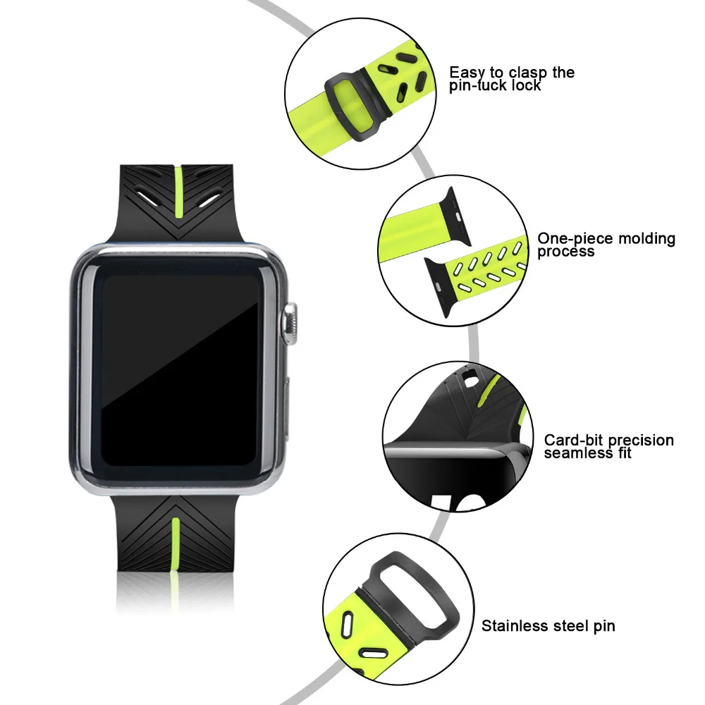 Силиконовый ремешок для наручных часов Apple Watch 38 мм браслет аpple резиновые iwatch 3/2/1 42