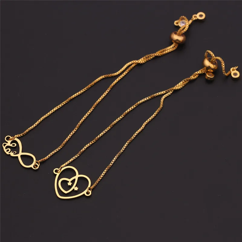 2019 модный Регулируемый циркониевый браслет для женщин Золотое сердце в коробке