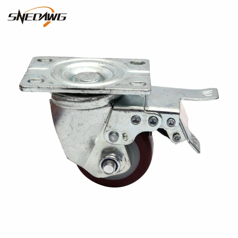 Swivel with brake 2/2. 5/3/4 дюйма Фиксированной Поворотное Колесо литейщика PU колесико для мебели 150-280 кг Тяжелая загрузка Вес фурнитура колесико для тележки - Цвет: Swivel with brake