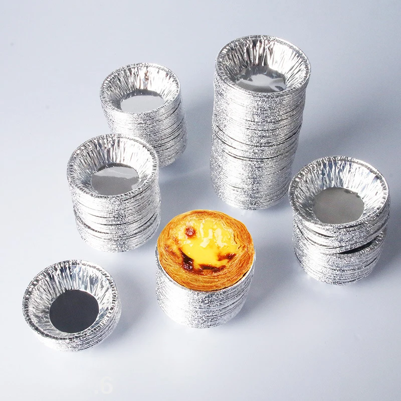 

Disposable Egg Tart Mold Aluminum Foil Baking Cookie Muffin Cupcake Egg Tart Mold Round Silver Jelly Mould Bakeware Tin 150pcs