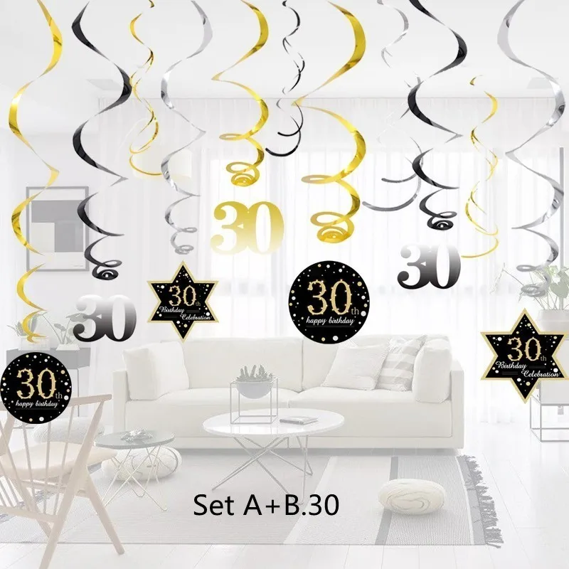 A add B30-14pcs Горячее предложение! Распродажа! 18/30/40/50/60 лет DIY спиральный орнамент на день рождения воздушный шар "Конфетти" на день рождения Balons юбилейные праздничные украшения - Цвет: A add B30-14pcs