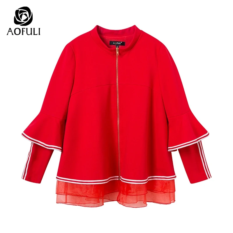 AOFULI M Xxxl 4xl Женское зимнее пальто трапециевидной формы элегантное красное с
