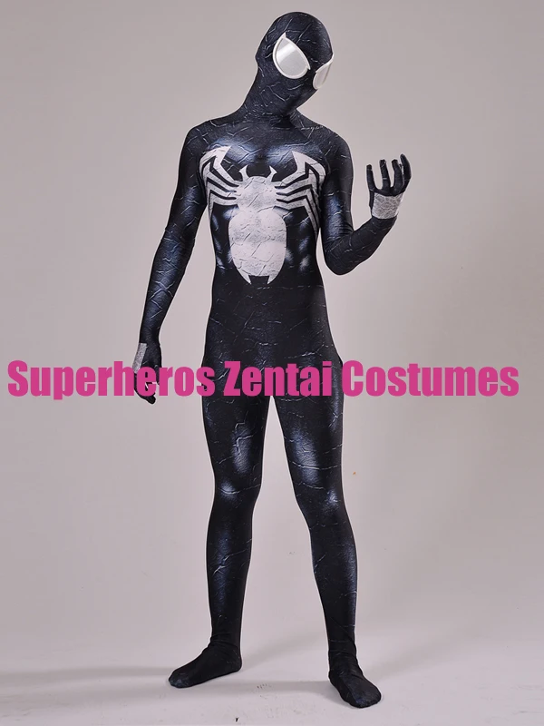 Black Venom Symbiote Spiderman Costume 3D Print Zentai Spidey Suit Halloween Cosplay Full Body for Adults/Kids/Children | Тематическая