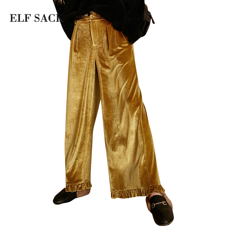 ELF SACK/женские длинные брендовые бархатные брюки женские широкие повседневные с