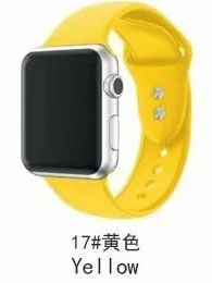 Yellow 10 шт./лот 22 2 цвета пряжки твердый силикон ремешок для наручных часов Apple Watch Смарт i-Watch 38/40/42/44 мм браслеты 1/2/3/4G браслет - Цвет: Yellow