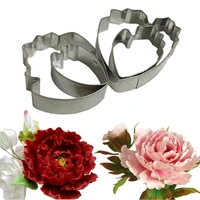 4pcs set heart peony flower floral petal cake mold stainless steel fondant sugarcraft cookie biscuit cutter cake decorating tool