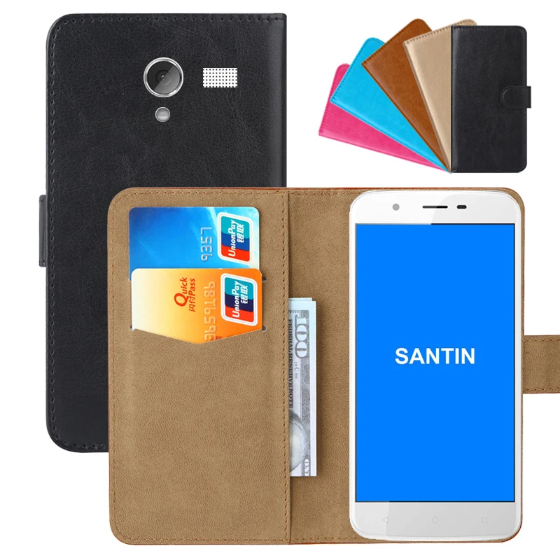 Роскошный чехол кошелек для SANTIN Power LTE из искусственной кожи в стиле ретро флип с