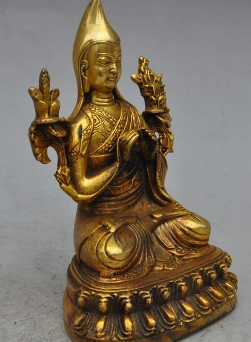 zhan1105++6&quot tibetan buddhism fane joss bronze gilt Zongkapa Tsongkhapa Buddha god statue |