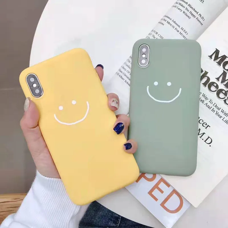 GYKZ простой мультяшный чехол с изображением смайлика для iPhone 8 XS MAX XR X 6 6s Plus
