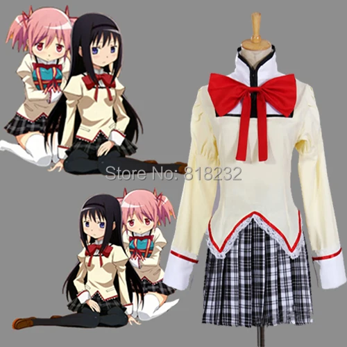 Puella Magi Madoka Magica Kaname /Akemi Homura School Uniform Dress Anime Cosplay Costumes |