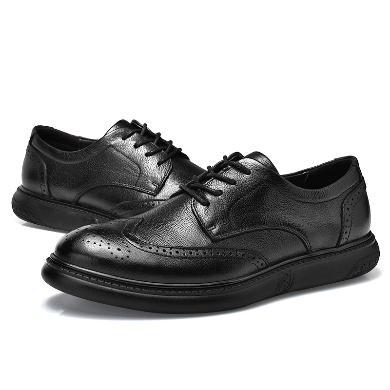 

Men's Derby Shoes Genuine Leather Nice Classics Black Lace Up Formal Shoe Man Office Elegant Brogue Shoes For Men Big Size 38-46