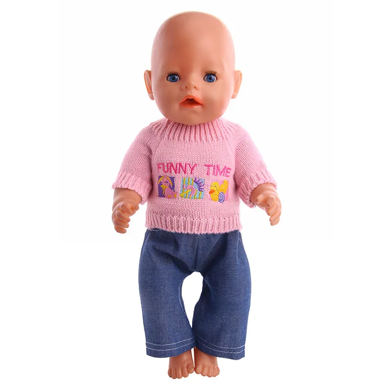 

Кукла ручной работы розовый свитер + джинсы подходит для 18-дюймовых американских кукол и 43 см кукольная одежда