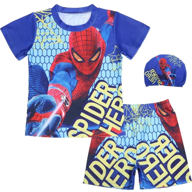 Children's Swimwear baby boy Spider-Man child quick-drying hot spring suit kid Toddler Beach Summer Swimsuit 3piece | Детская одежда