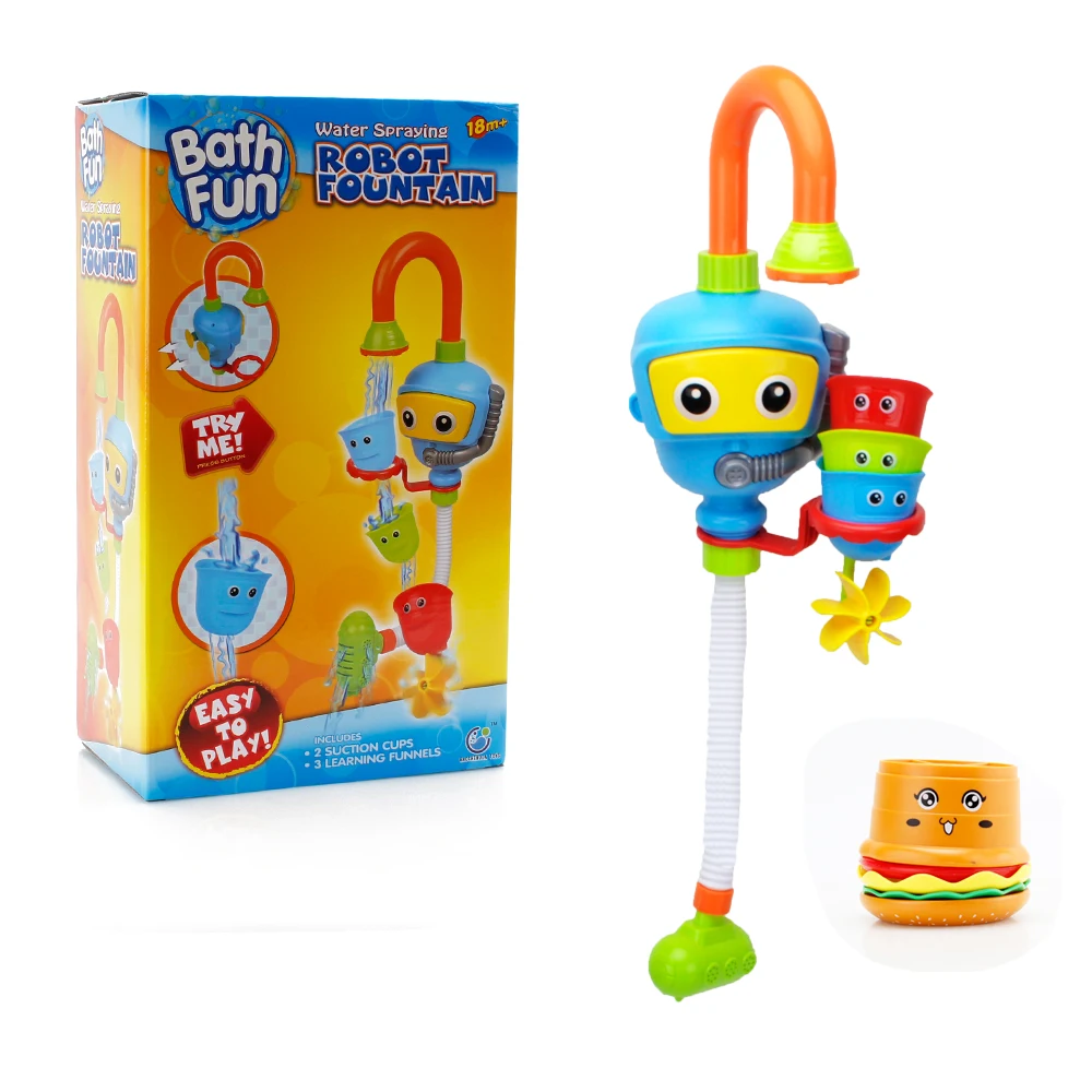 Wisthtime Baby Bath Toy Flow N Fill Spout 3 штабелируемые чашки и автоматический носик|Игрушки для