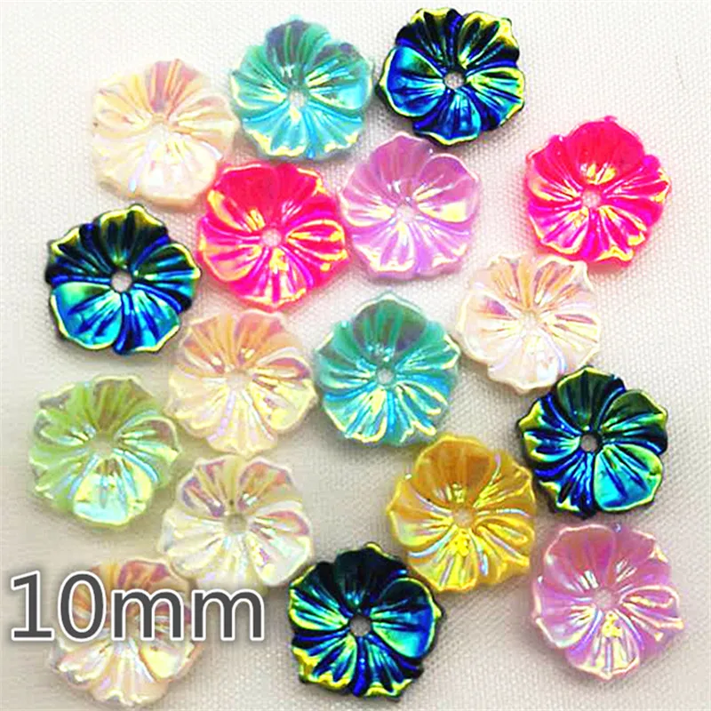 50 шт. 10 мм Блестящий Многоцветный цветок из смолы с плоским основанием Кабошон DIY Ювелирные изделия/аксессуары для украшения телефона
