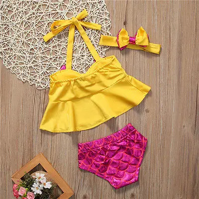 Детский танкини для маленьких девочек комплект из 3 предметов купальный костюм