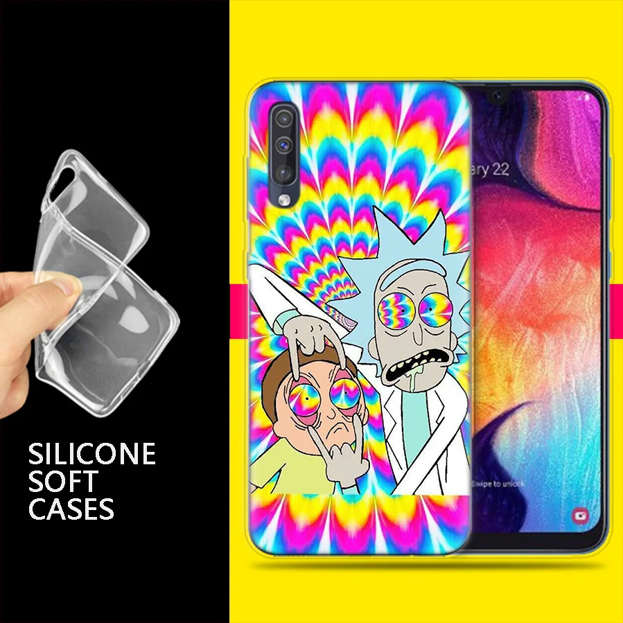 Сумки чехол для samsung мобильного телефона галактики A50 A70 A30 A20 J4 J6 J8 A6 A8 M30 A7 плюс Note 8 9 Рик и Морти черного цвета с рисунком из мультфильма