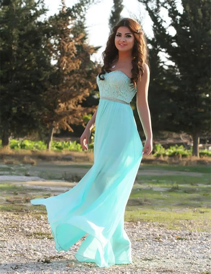 2017 Новый Элегантный Длинные Зеленая мята Вечернее Платье Без Бретелек