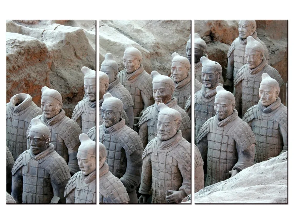 

3 pieces / set terracotta warriors Canvas Painting HD Printed Art Home Decor For Living Room