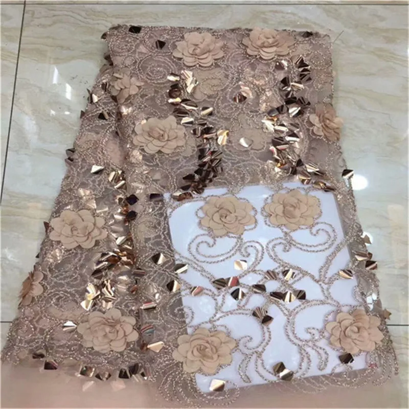 3d блестки Роскошная ткань высокого качества африканская кружевная ручная работа