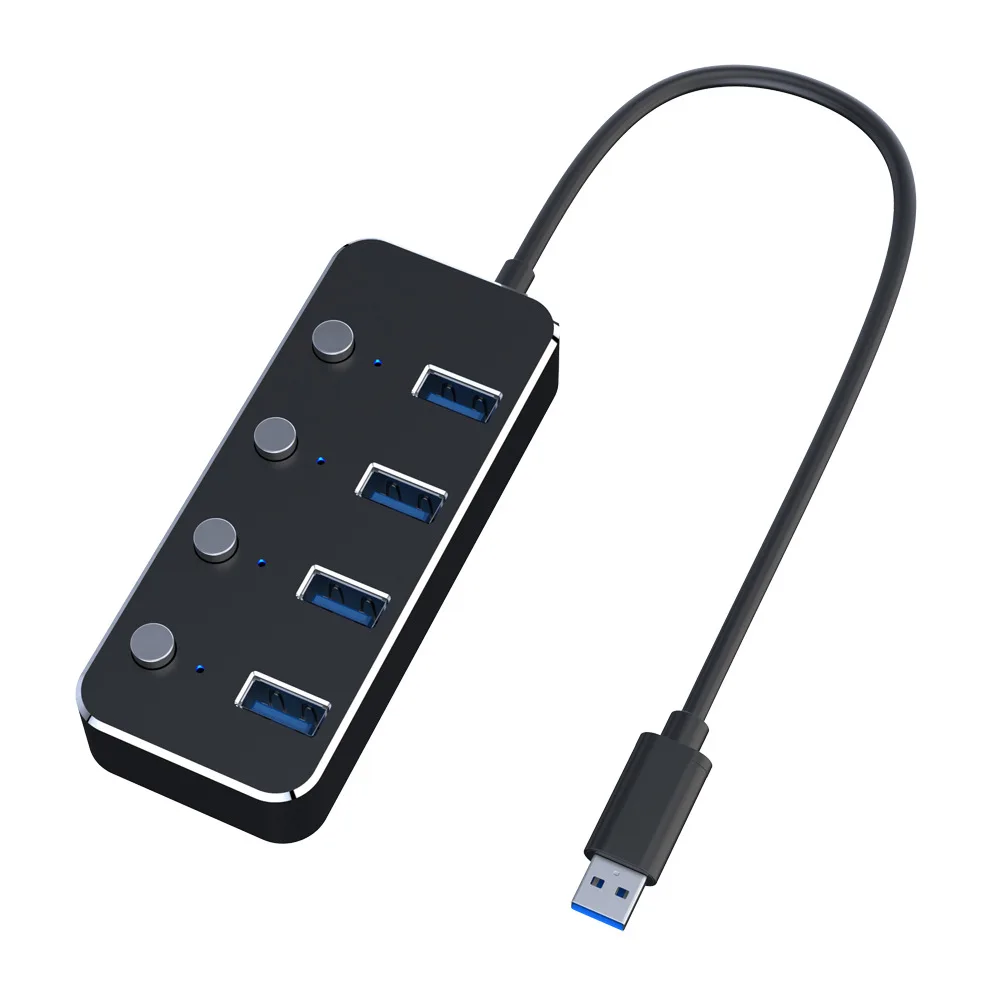 4 порта usb-хаб USB USB3.0 разветвитель от одного года до четырех Алюминий сплава чехол с независимый переключатель usb macbook pro адаптер