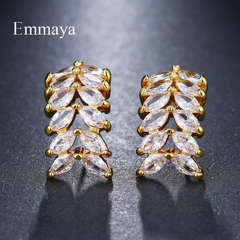 Emmaya новые элегантные серьги в форме листа с кубическим цирконием женские