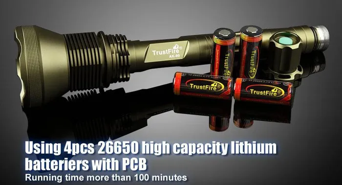 TrustFire AK-90 фонарик 12* CREE XM-L T6 светодиодный 5 Режим 13000лм фонарик армейский зеленый аккумулятор 4x26650 для кемпинга