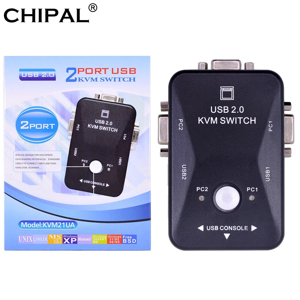 CHIPAL высокое качество 2 Порты и разъёмы USB 0 KVM переключатель 1920*1440 VGA SVGA разделитель