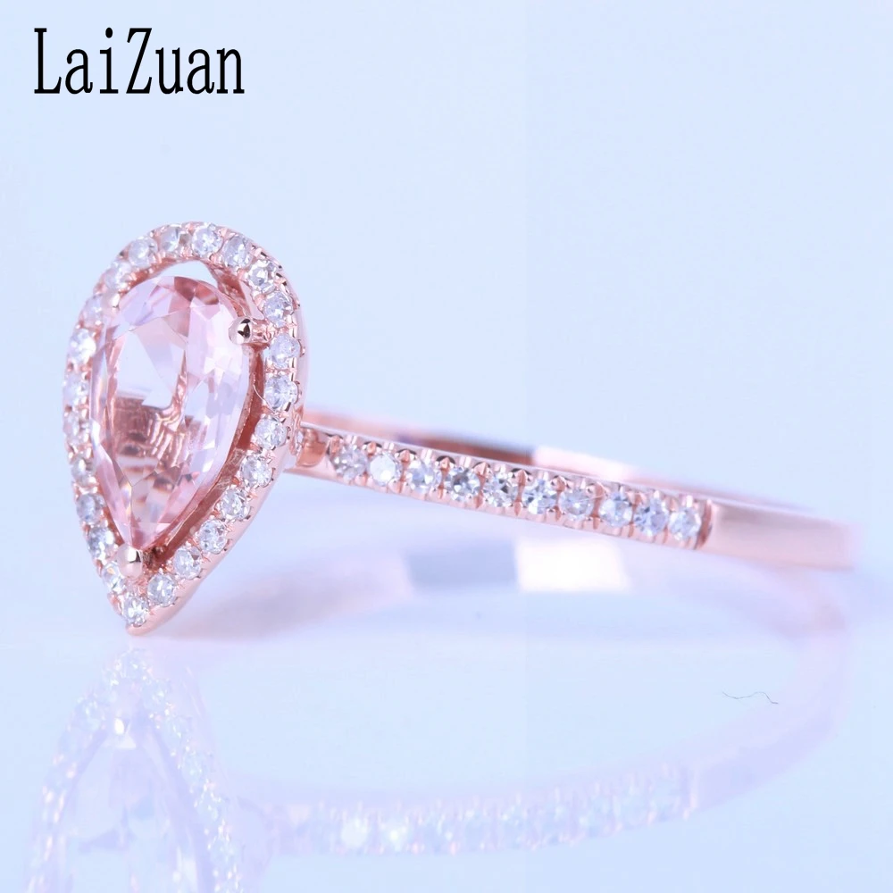 LaiZuan Твердый 14k розовое золото сертифицировано груша 0.54ct Природный морганит