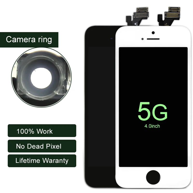 

10PCS AAA LCD For iphone 5 5G Display With Touch Screen Digitier Assembly With Camera Ring For iphone LCD Screen Replacement