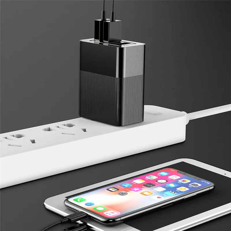 Baseus 3 порта USB зарядное устройство в 1 EU US UK вилка 2.4A Быстрая зарядка для