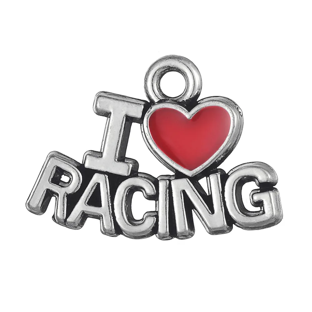 Подвеска EUEAVAN в виде сердца из цинкового сплава с надписью I Love Racing Ювелирная