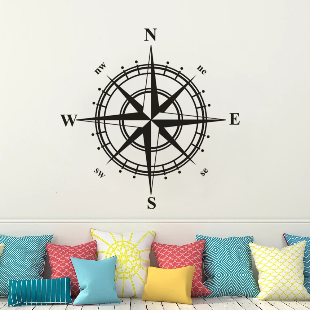 Виниловая настенная наклейка с компасом виниловая морским обоями розы украшение