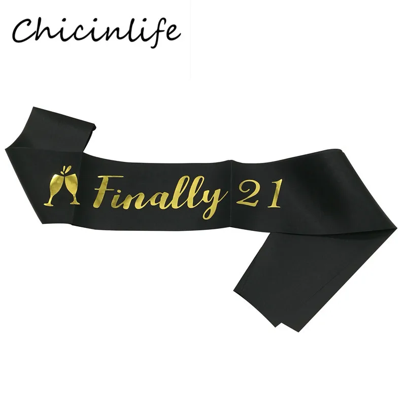 1 шт. черный атласный пояс Chicinlife наконец 21 на день рождения подарок украшение
