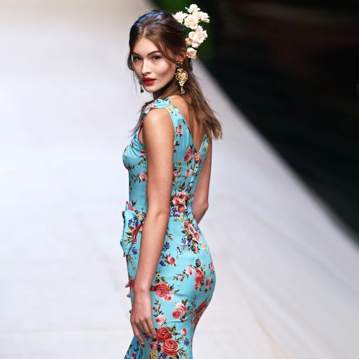 Женское винтажное платье без рукавов ярко оранжевое подиумное Платье с принтом