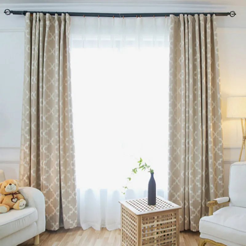 Pink/Grey/Light yellow Curtain Thick Faux Cotton Linen Jacquard Blackout For Bedroom Custom Window Blind Drape | Дом и сад