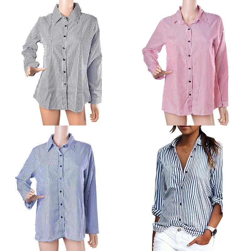 Женская рубашка в полоску CALOFE осенняя Повседневная блуза с длинным рукавом и